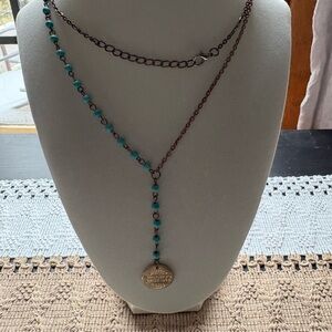 Turquoise and Bronze Necklace with Branded Goods & Supplies charm